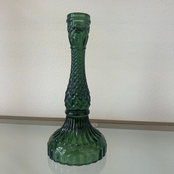 Cupcakes & Cashmere Glass Taper Candle Holder 9in Emerald Green Holiday NEW - Picture 8 of 12